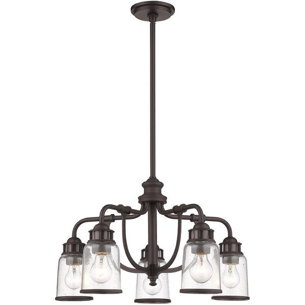 HomeRoots Bronze Five-Light Dimmable Chandelier with Cylinder Shades for Modern Elegance in Any Space 687126