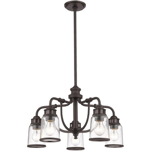 HomeRoots Bronze Five-Light Dimmable Chandelier with Cylinder Shades for Modern Elegance in Any Space 687126