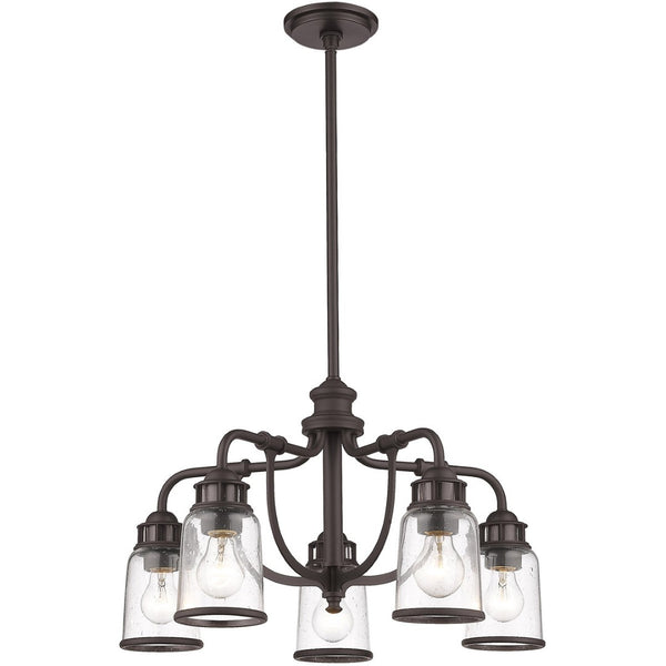 HomeRoots Bronze Five-Light Dimmable Chandelier with Cylinder Shades for Modern Elegance in Any Space 687126