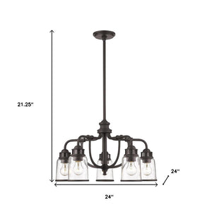 HomeRoots Bronze Five-Light Dimmable Chandelier with Cylinder Shades for Modern Elegance in Any Space 687126