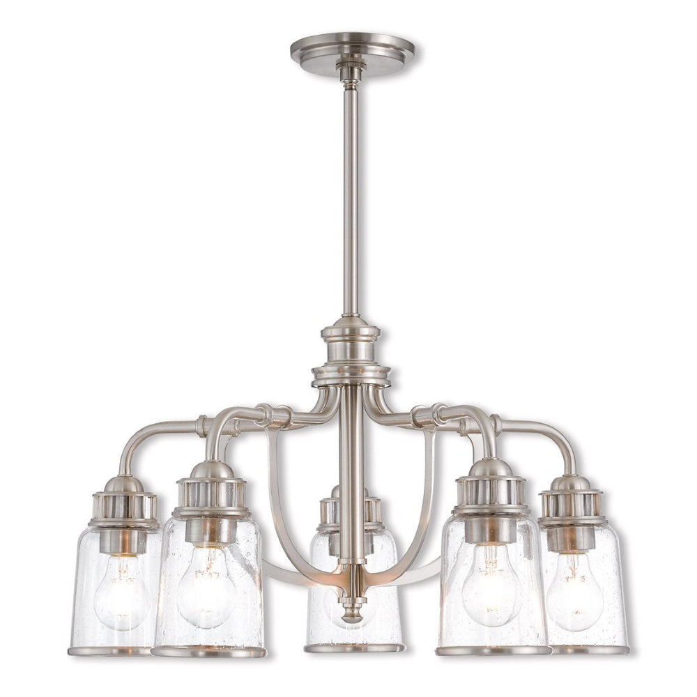HomeRoots Five Light Dimmable Chandelier - Modern Cylinder Shades for Stylish Ambiance in Any Space 687127