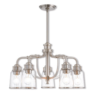 HomeRoots Five Light Dimmable Chandelier - Modern Cylinder Shades for Stylish Ambiance in Any Space 687127