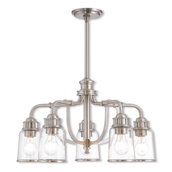HomeRoots Five Light Dimmable Chandelier - Modern Cylinder Shades for Stylish Ambiance in Any Space 687127