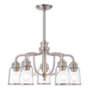 HomeRoots Five Light Dimmable Chandelier - Modern Cylinder Shades for Stylish Ambiance in Any Space 687127