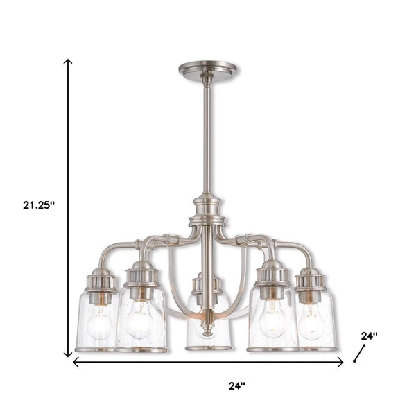 HomeRoots Five Light Dimmable Chandelier - Modern Cylinder Shades for Stylish Ambiance in Any Space 687127