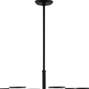 HomeRoots Black Six-Light Dimmable Chandelier - Modern Cylindrical Shades for Stylish Ambient Illumination 687129