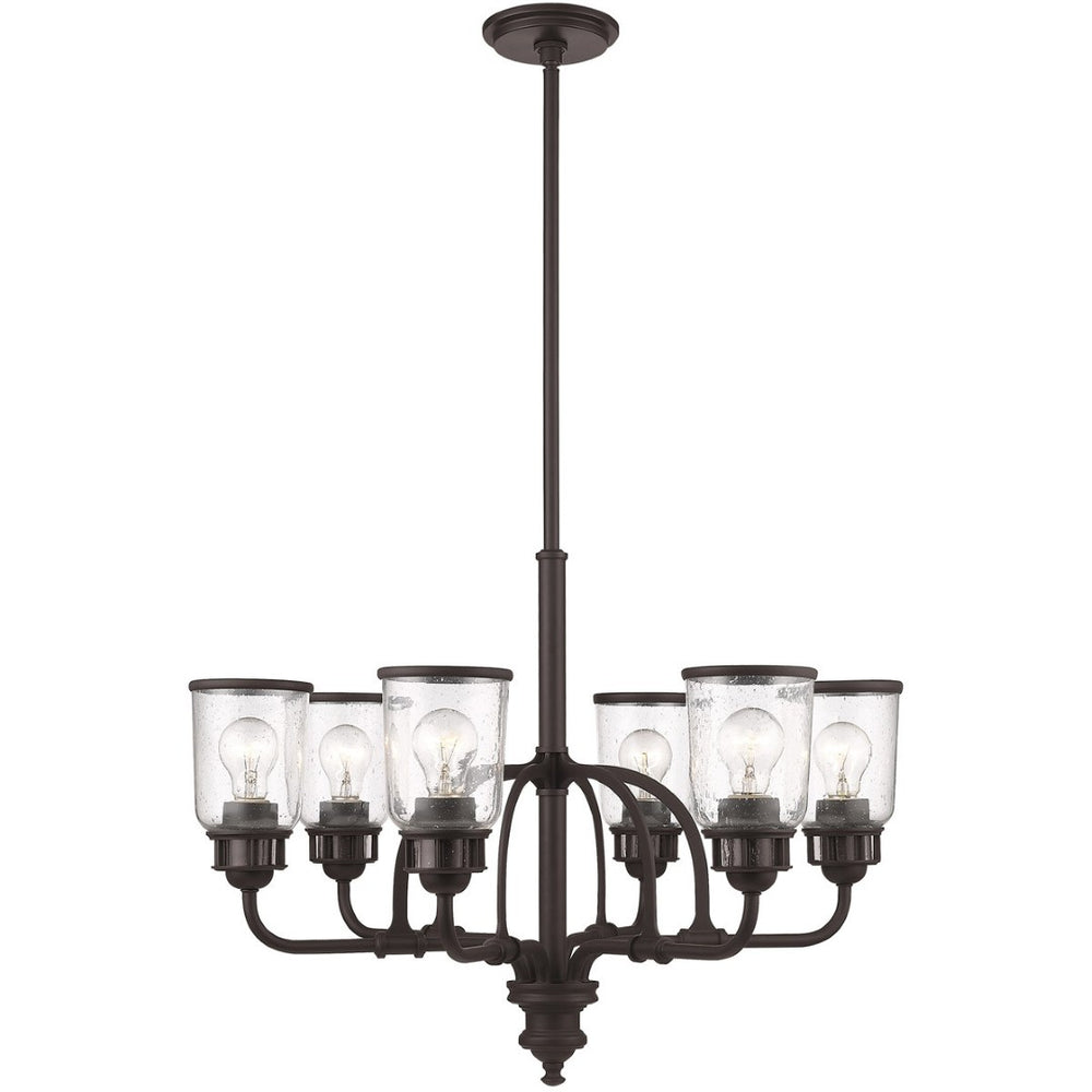 HomeRoots Bronze Elegant Six-Light Dimmable Chandelier with Cylinder Shades for Warm Ambient Lighting 687130