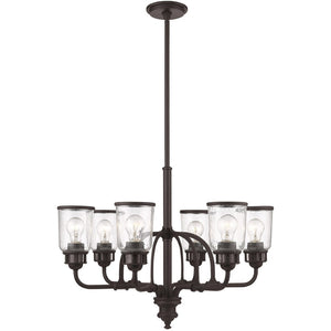 HomeRoots Bronze Elegant Six-Light Dimmable Chandelier with Cylinder Shades for Warm Ambient Lighting 687130
