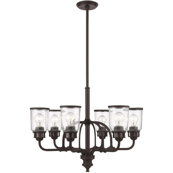 HomeRoots Bronze Elegant Six-Light Dimmable Chandelier with Cylinder Shades for Warm Ambient Lighting 687130