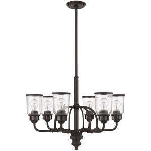 HomeRoots Bronze Elegant Six-Light Dimmable Chandelier with Cylinder Shades for Warm Ambient Lighting 687130