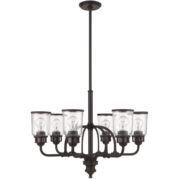 HomeRoots Bronze Elegant Six-Light Dimmable Chandelier with Cylinder Shades for Warm Ambient Lighting 687130