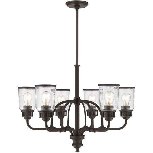 HomeRoots Bronze Elegant Six-Light Dimmable Chandelier with Cylinder Shades for Warm Ambient Lighting 687130