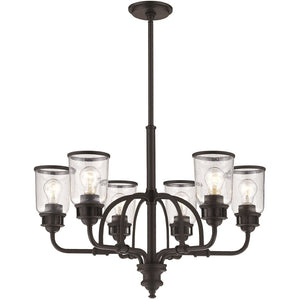 HomeRoots Bronze Elegant Six-Light Dimmable Chandelier with Cylinder Shades for Warm Ambient Lighting 687130