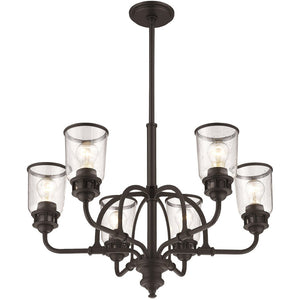 HomeRoots Bronze Elegant Six-Light Dimmable Chandelier with Cylinder Shades for Warm Ambient Lighting 687130