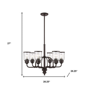 HomeRoots Bronze Elegant Six-Light Dimmable Chandelier with Cylinder Shades for Warm Ambient Lighting 687130
