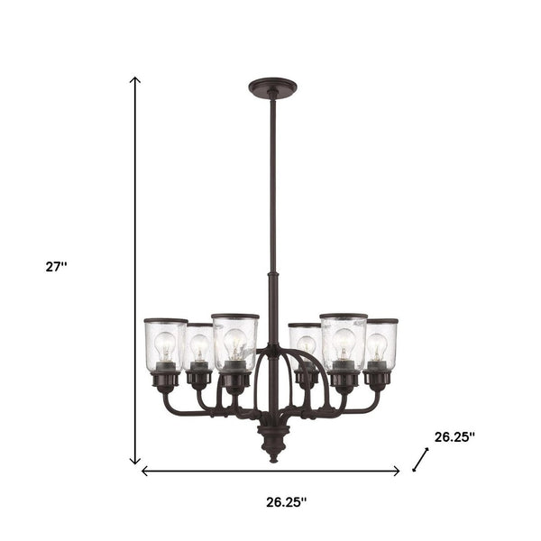 HomeRoots Bronze Elegant Six-Light Dimmable Chandelier with Cylinder Shades for Warm Ambient Lighting 687130