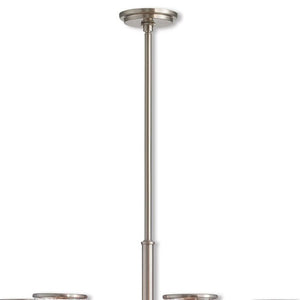 HomeRoots Nickel Six-Light Dimmable Chandelier - Modern Metal Fixture with Shades for Stylish Ambiance 687131