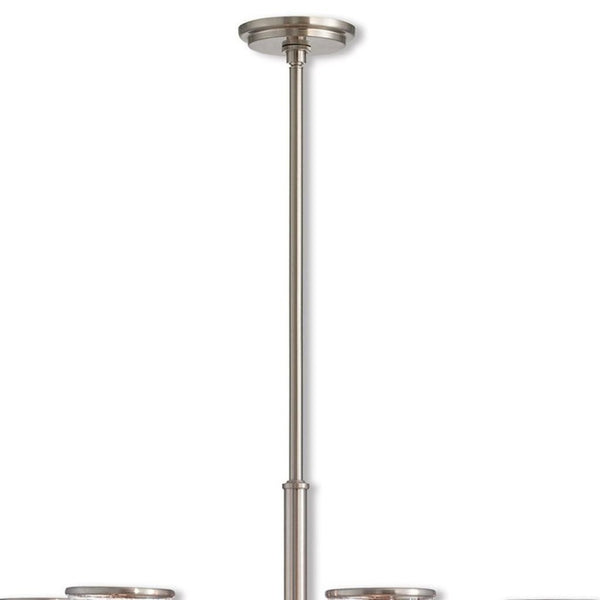 HomeRoots Nickel Six-Light Dimmable Chandelier - Modern Metal Fixture with Shades for Stylish Ambiance 687131