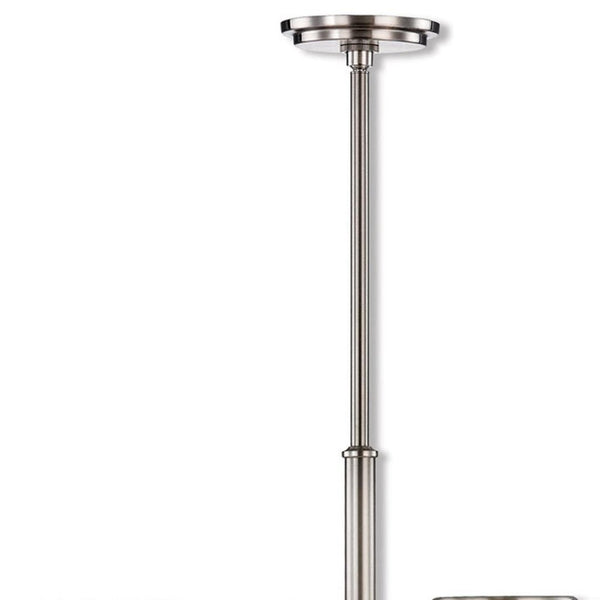 HomeRoots Nickel Six-Light Modern Chandelier with Opal Shades - Dimmable Illumination for Elegant Spaces 687132