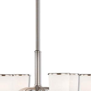 HomeRoots Nickel Six-Light Modern Chandelier with Opal Shades - Dimmable Illumination for Elegant Spaces 687132