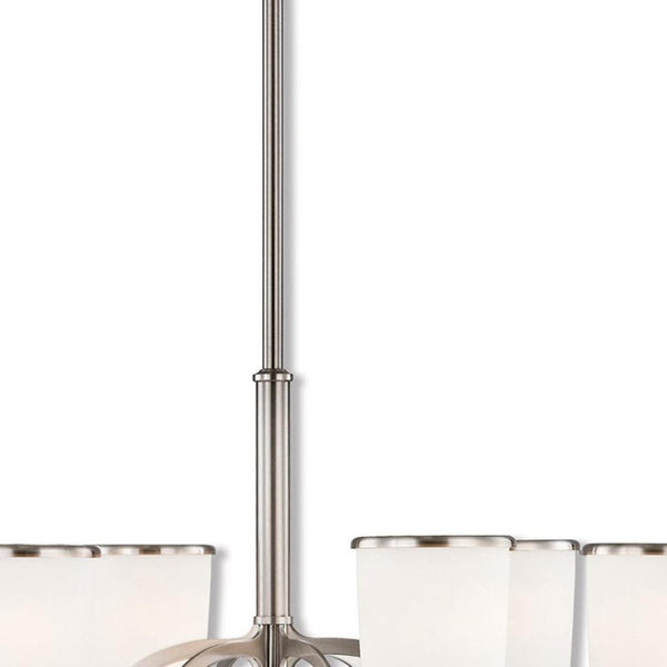 HomeRoots Nickel Six-Light Modern Chandelier with Opal Shades - Dimmable Illumination for Elegant Spaces 687132