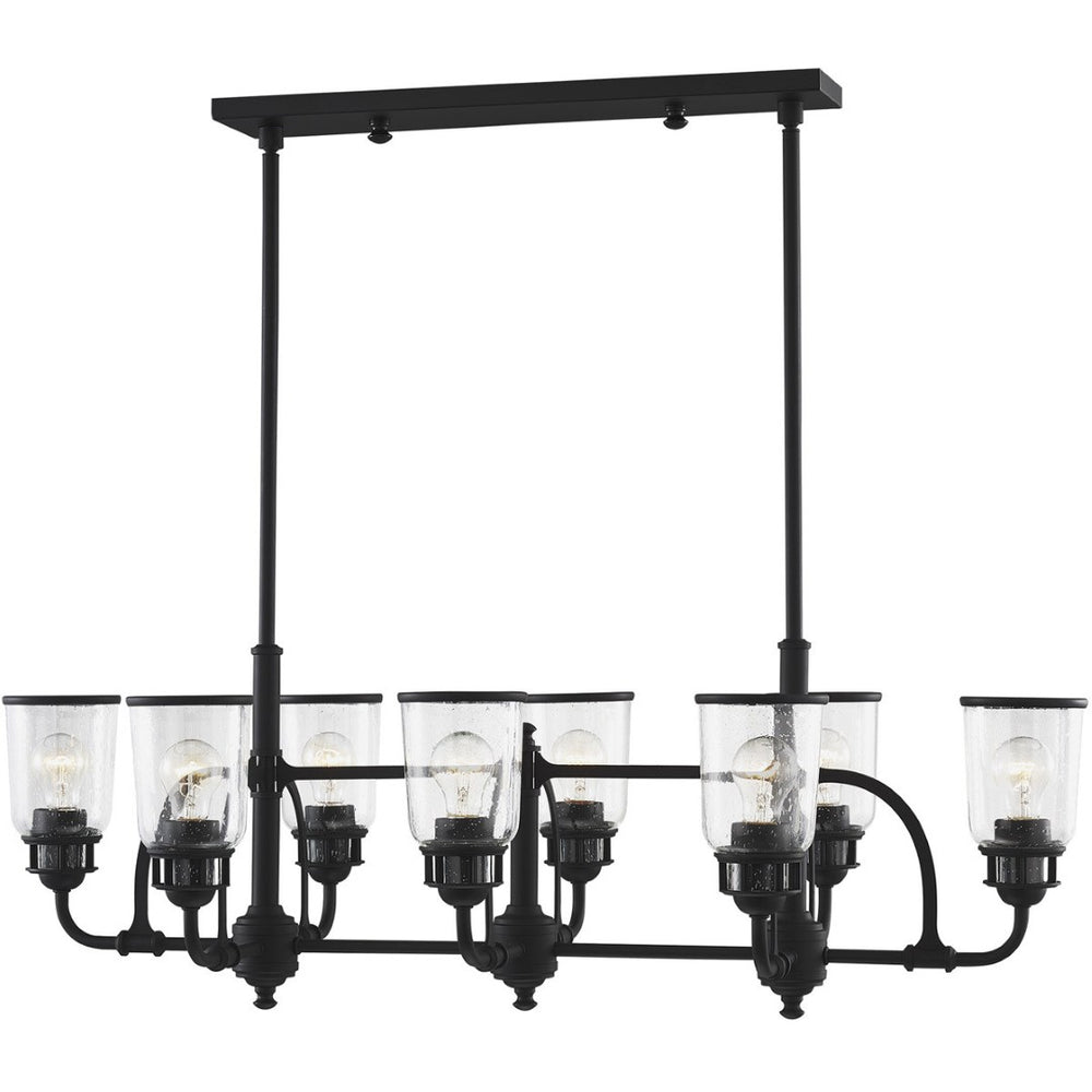 HomeRoots Black Eight-Light Dimmable Chandelier - Modern Design with Fabric Shades for Stylish Illumination 687133