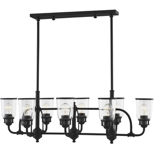 HomeRoots Black Eight-Light Dimmable Chandelier - Modern Design with Fabric Shades for Stylish Illumination 687133