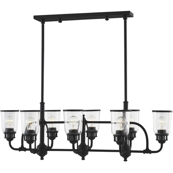 HomeRoots Black Eight-Light Dimmable Chandelier - Modern Design with Fabric Shades for Stylish Illumination 687133