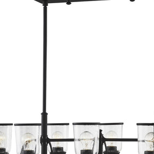 HomeRoots Black Eight-Light Dimmable Chandelier - Modern Design with Fabric Shades for Stylish Illumination 687133