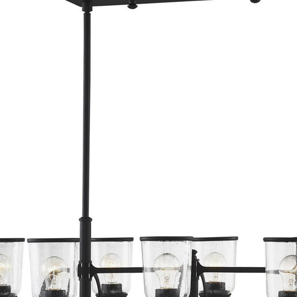 HomeRoots Black Eight-Light Dimmable Chandelier - Modern Design with Fabric Shades for Stylish Illumination 687133