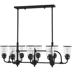 HomeRoots Black Eight-Light Dimmable Chandelier - Modern Design with Fabric Shades for Stylish Illumination 687133