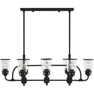 HomeRoots Black Eight-Light Dimmable Chandelier - Modern Design with Fabric Shades for Stylish Illumination 687133