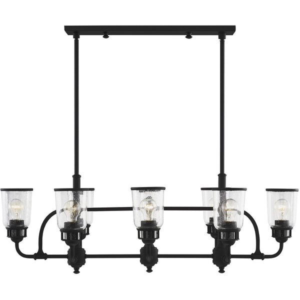 HomeRoots Black Eight-Light Dimmable Chandelier - Modern Design with Fabric Shades for Stylish Illumination 687133