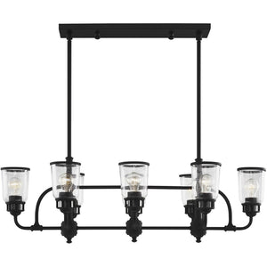HomeRoots Black Eight-Light Dimmable Chandelier - Modern Design with Fabric Shades for Stylish Illumination 687133