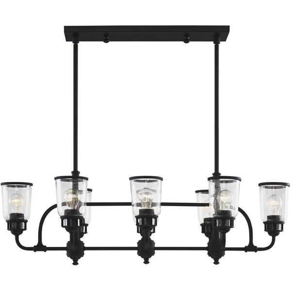 HomeRoots Black Eight-Light Dimmable Chandelier - Modern Design with Fabric Shades for Stylish Illumination 687133