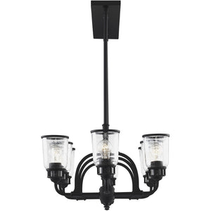 HomeRoots Black Eight-Light Dimmable Chandelier - Modern Design with Fabric Shades for Stylish Illumination 687133