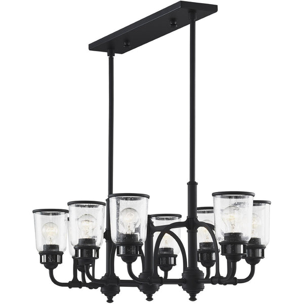 HomeRoots Black Eight-Light Dimmable Chandelier - Modern Design with Fabric Shades for Stylish Illumination 687133