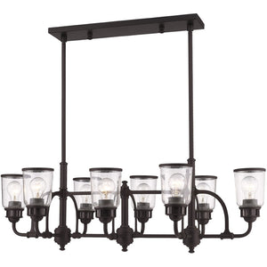 HomeRoots Bronze Eight-Light Dimmable Chandelier - Elegant Cylinder Design for Dining Rooms & Living Spaces 687134