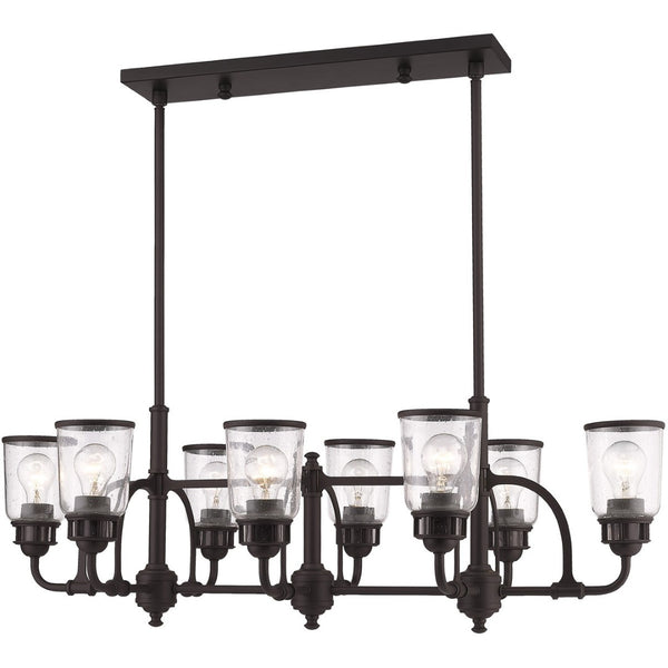HomeRoots Bronze Eight-Light Dimmable Chandelier - Elegant Cylinder Design for Dining Rooms & Living Spaces 687134