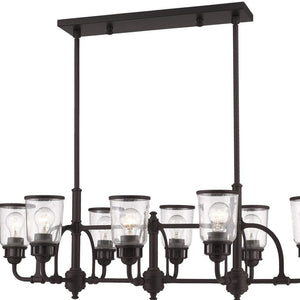 HomeRoots Bronze Eight-Light Dimmable Chandelier - Elegant Cylinder Design for Dining Rooms & Living Spaces 687134