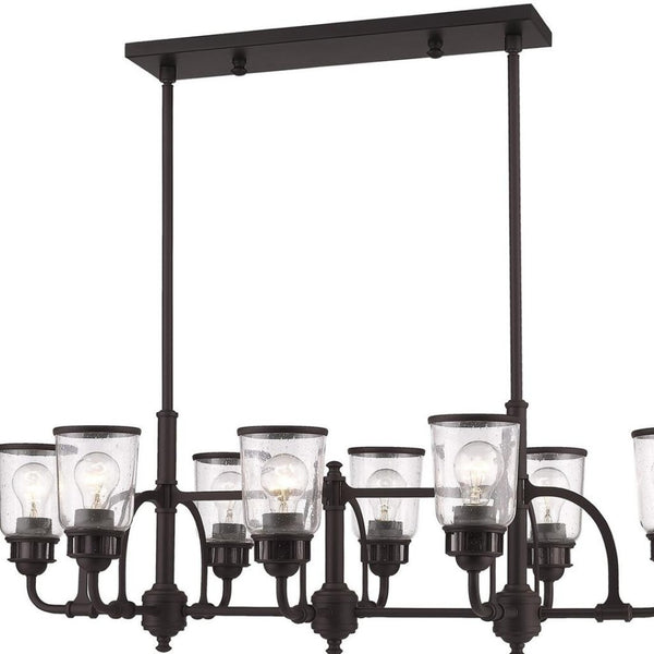 HomeRoots Bronze Eight-Light Dimmable Chandelier - Elegant Cylinder Design for Dining Rooms & Living Spaces 687134