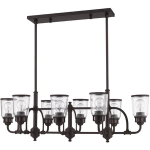 HomeRoots Bronze Eight-Light Dimmable Chandelier - Elegant Cylinder Design for Dining Rooms & Living Spaces 687134