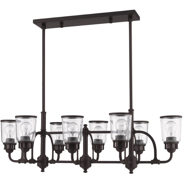 HomeRoots Bronze Eight-Light Dimmable Chandelier - Elegant Cylinder Design for Dining Rooms & Living Spaces 687134