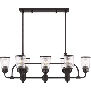 HomeRoots Bronze Eight-Light Dimmable Chandelier - Elegant Cylinder Design for Dining Rooms & Living Spaces 687134