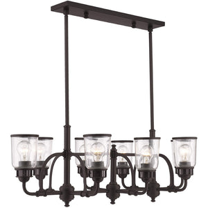 HomeRoots Bronze Eight-Light Dimmable Chandelier - Elegant Cylinder Design for Dining Rooms & Living Spaces 687134