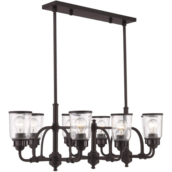 HomeRoots Bronze Eight-Light Dimmable Chandelier - Elegant Cylinder Design for Dining Rooms & Living Spaces 687134