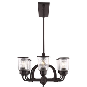 HomeRoots Bronze Eight-Light Dimmable Chandelier - Elegant Cylinder Design for Dining Rooms & Living Spaces 687134