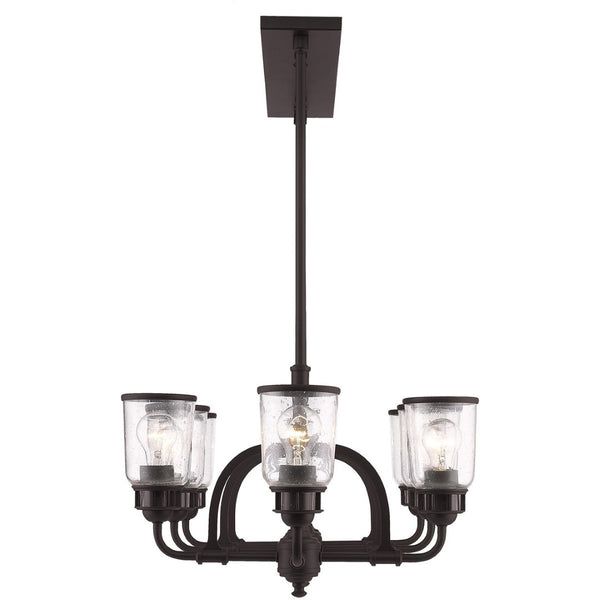 HomeRoots Bronze Eight-Light Dimmable Chandelier - Elegant Cylinder Design for Dining Rooms & Living Spaces 687134