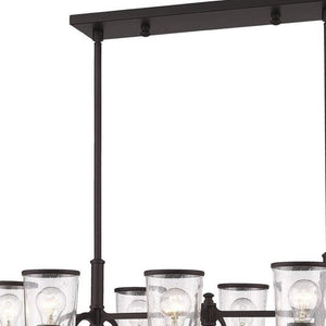 HomeRoots Bronze Eight-Light Dimmable Chandelier - Elegant Cylinder Design for Dining Rooms & Living Spaces 687134
