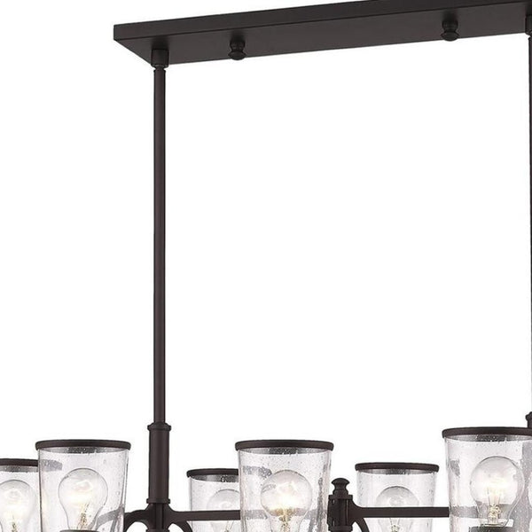 HomeRoots Bronze Eight-Light Dimmable Chandelier - Elegant Cylinder Design for Dining Rooms & Living Spaces 687134